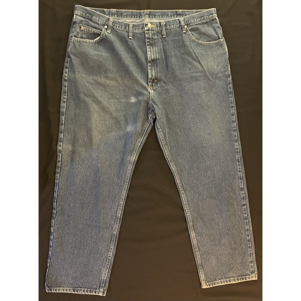 Wrangler Mens Blue Denim Jeans Medium Wash Straight Leg Regular Fit 5-Pocket